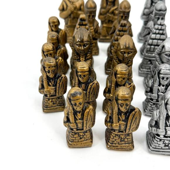 Vintage 32 Piece Replacement Chess Piece Set Egyptian Style Ceramic Glazed - Picture 4 of 15